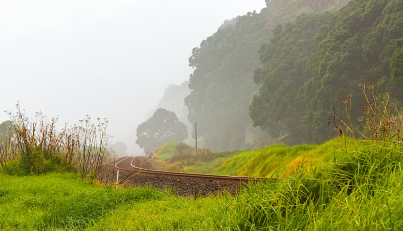 Train Tracks in the mist